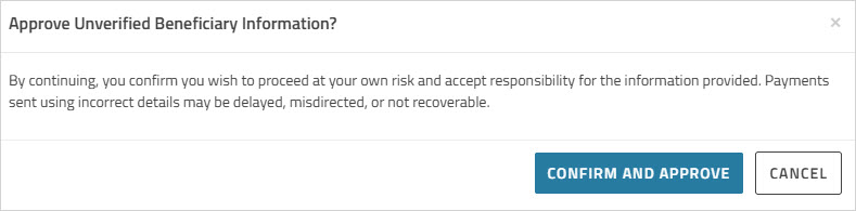 Approve Unverified Beneficiary