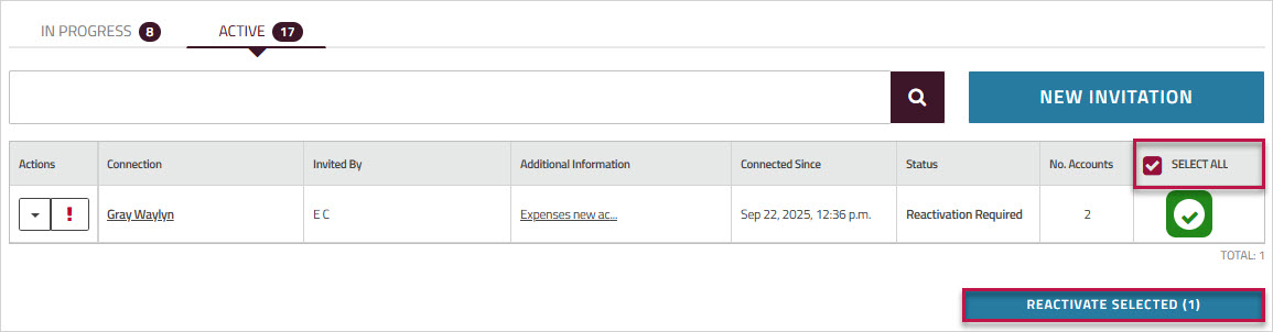 Reactivate connections