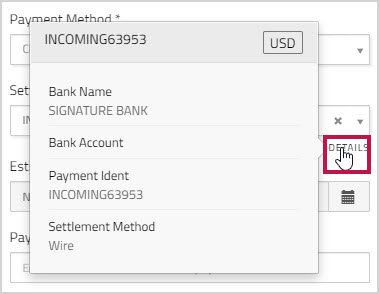 Settlement Account Details