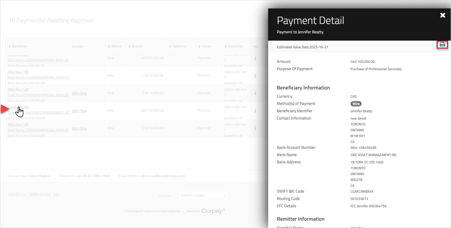 View Payment Details