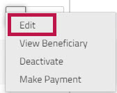 Edit dropdown menu located to the left of the beneficiary's name