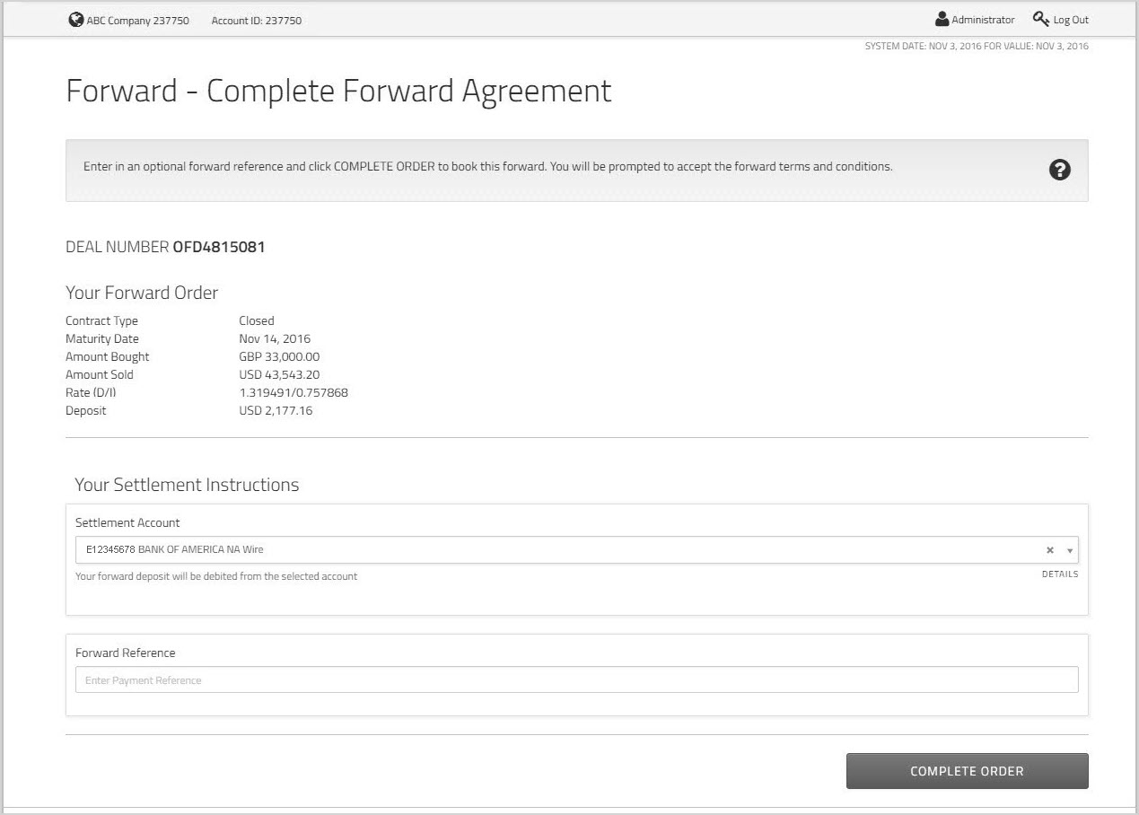 Forward - Complete Forward Agreement page