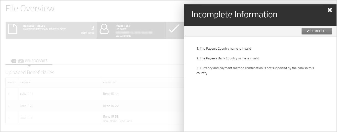 Incomplete Information slideout