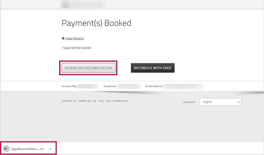 Download Sage Reconciliation file