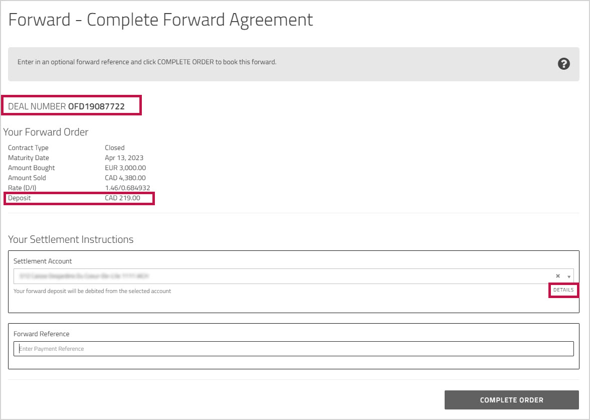 Forward - Complete Forward Agreement page