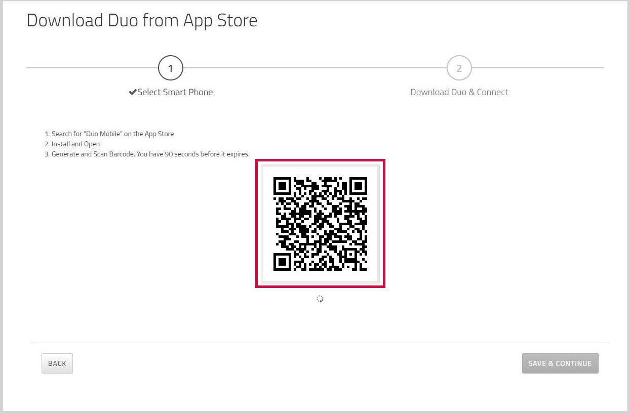 DUO app barcode