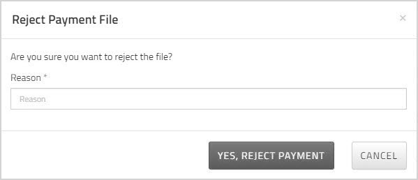 Reject Payment dialog