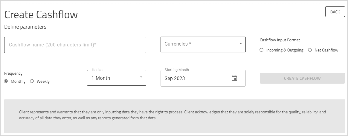 Create Cashflow